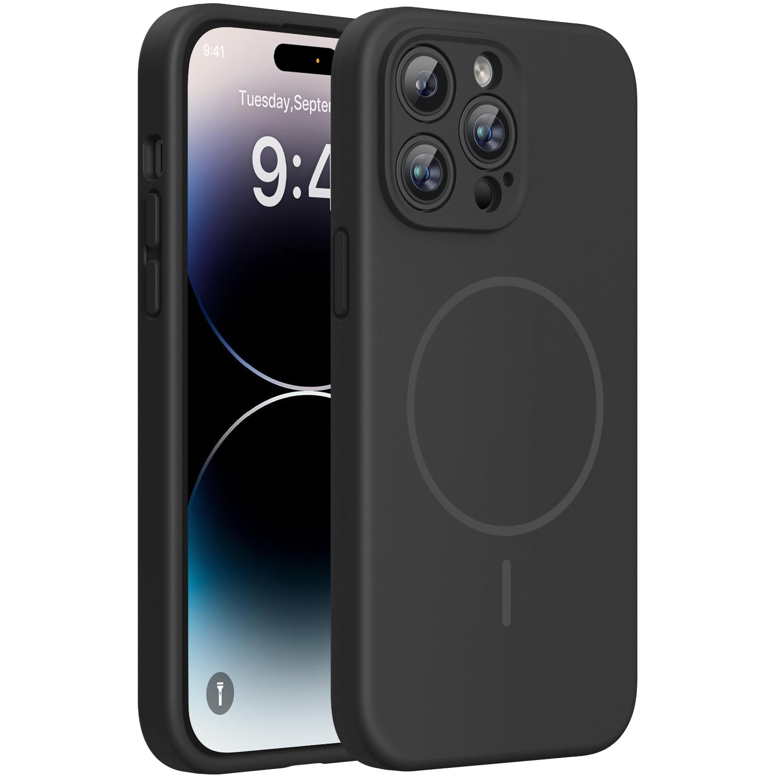 Miracase Magnetic for iPhone 14 Pro Max Case, Silicone, Black | Compatible with MagSafe, Soft Microfiber Lining, Silicone Shockproof Protection Phone Case for iPhone 14 Pro Max