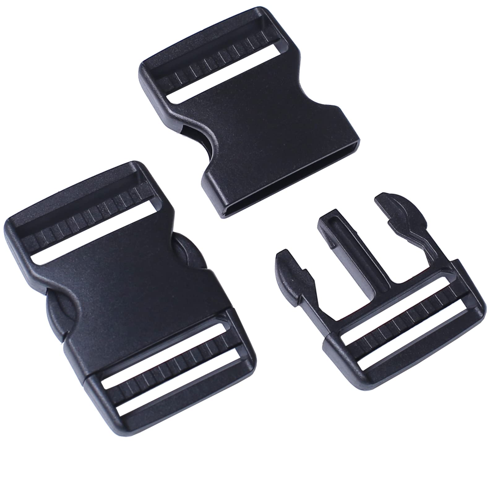 GYGYL 4 Pack 1.5" Wide Plastic Side Release Buckle Clip for Luggage, Rucksack/Back Pack, Webbing Strap-20mm, 25mm, 30mm, 40mm, 50mm (40mm)