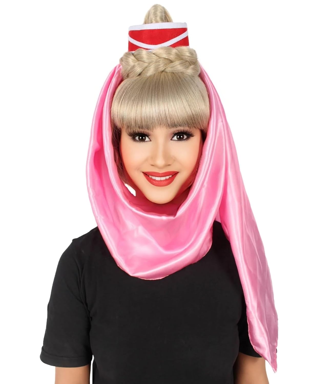 60s American Sitcom Genie Wig for Women - Synthetic Soft Fiber Hair, Ideal for Halloween & Christmas Parties Flame-Retardant Synthetic Fiber, Blonde