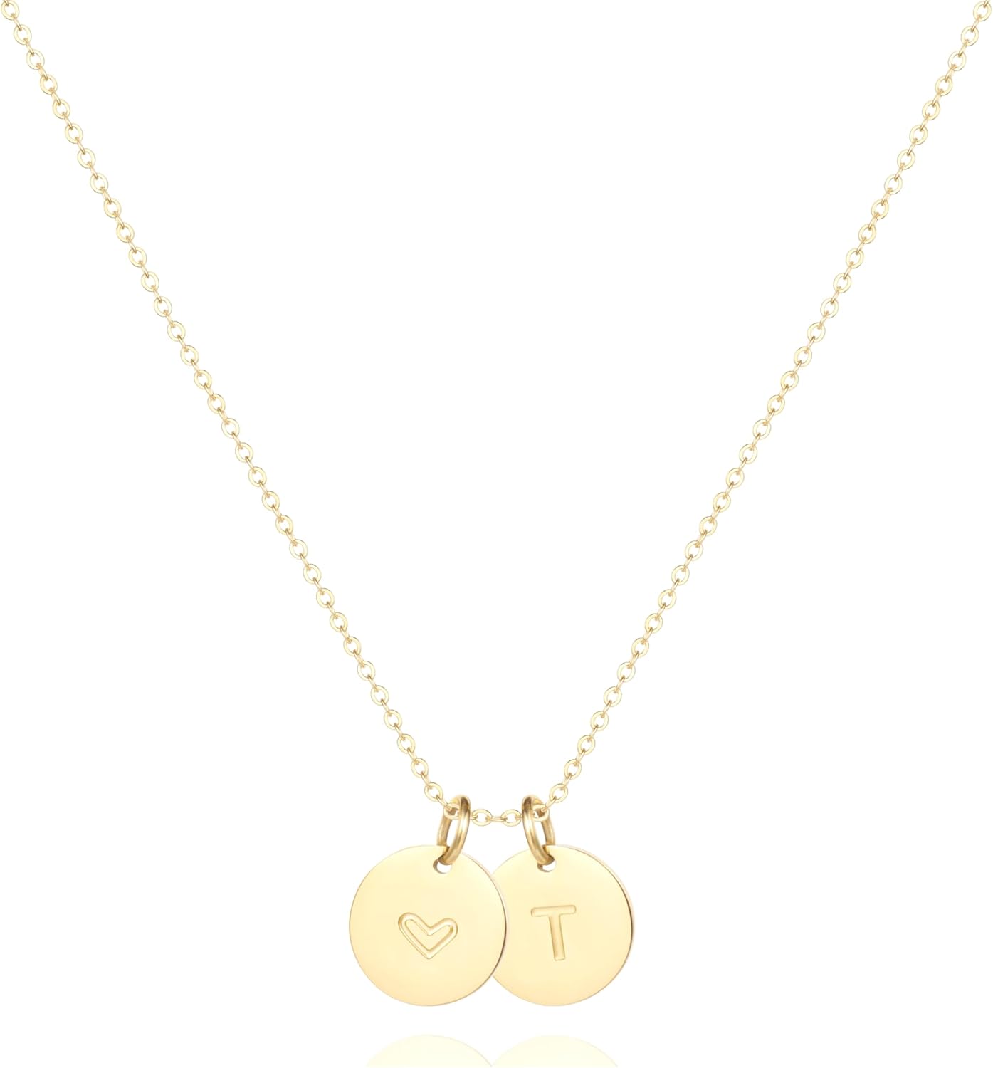 Tiny Initial Heart Necklace,Dainty Personalized Letter Heart Necklace for Women,18K Gold Plated
