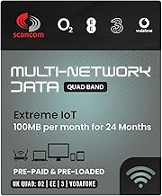 IoT Multi-Network Data Sim Card - Automatic Monthly Data renewed for 2 years - Preloaded with EE, Three, O2 & Vodafone (100MB per month for 24 months)