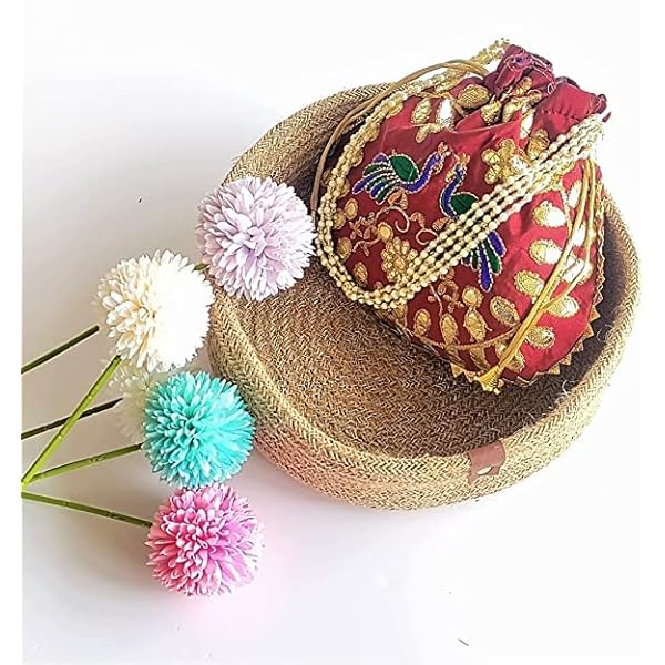 Indian Handmade Potli Bag For Women Jewelry Coin Pouch Batwa Pearls Clutch Wedding Party Purse BY PANACHE MERCHANT, Pack of 8, L, Traditional - Image 7
