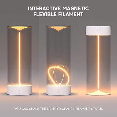 Miniatura 2 de AUGE LIGHT Lámpara de escritorio minimalista inalámbrica, lámparas de mesa LED recargables modernas, luces regulables con 3 niveles para juegos,
