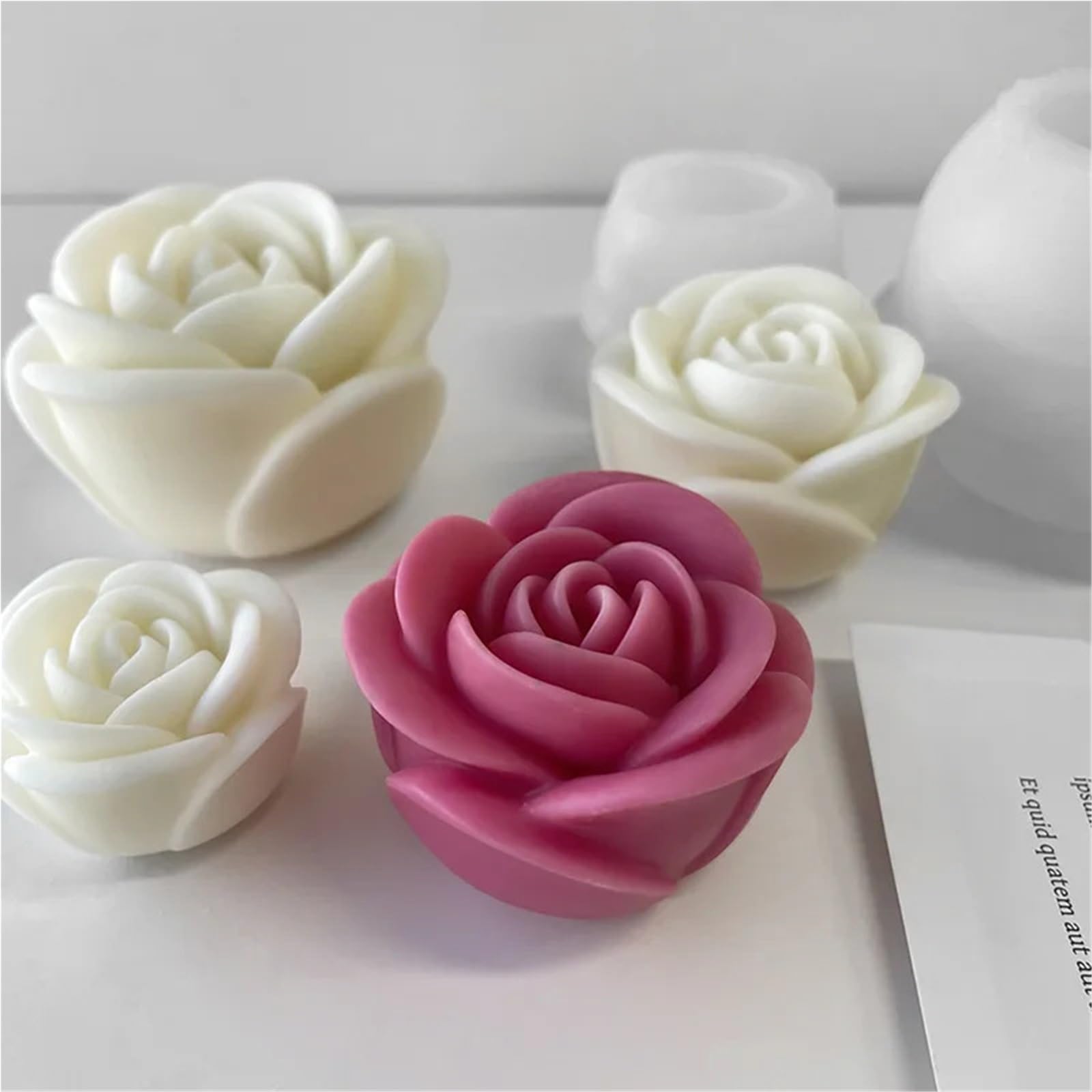 Moldes De Velas 8 Uds. Molde de Vela de Silicona con Forma de Flor, jabón de Flor de peonía 3D, Molde de fundición de Resina de Yeso, Herramienta for Hornear Pasteles de Chocolate DIY(Medium)