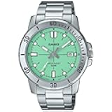 Gents Watch Teal Dial Silver Band, Teal, Sport