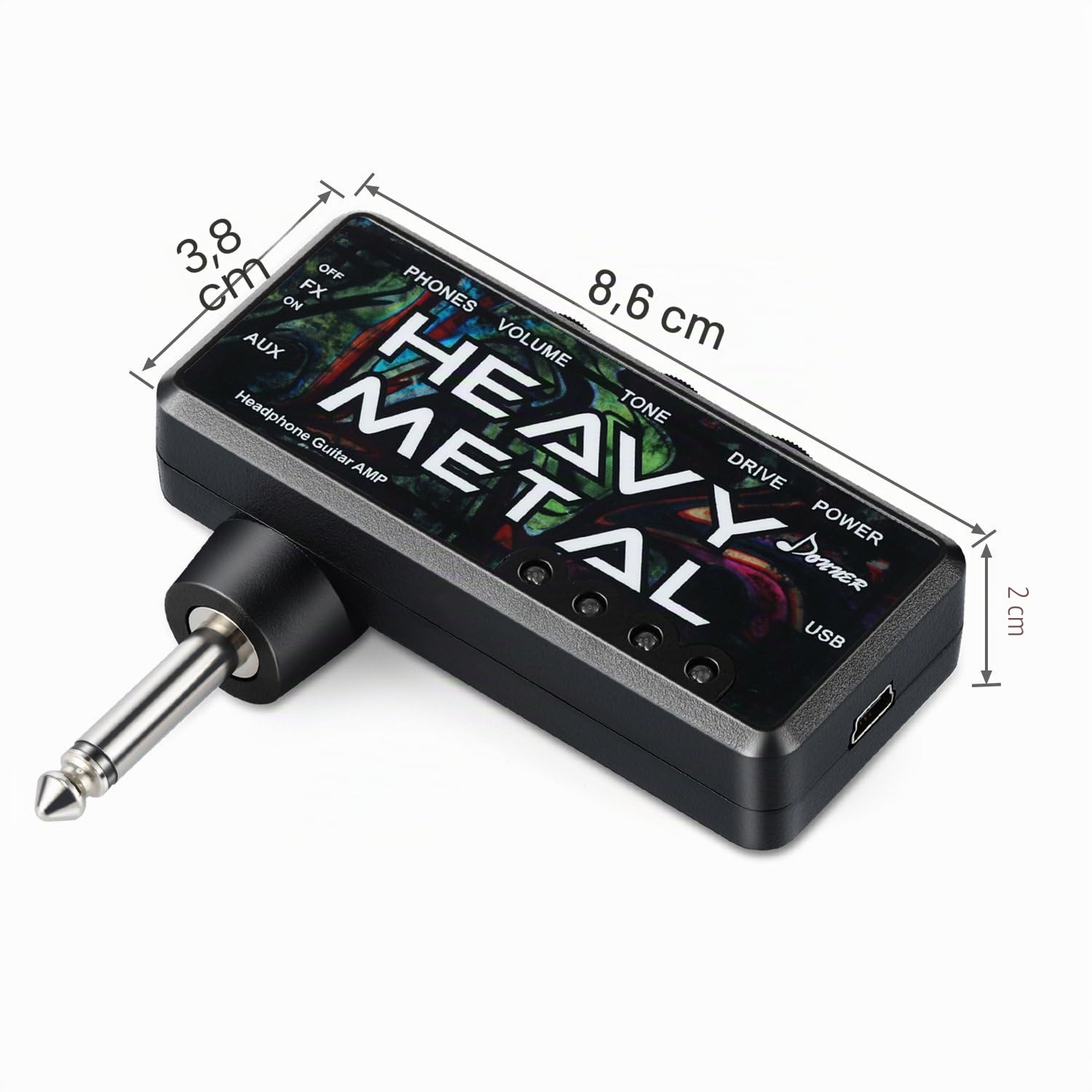 Donner Gitarren-Kopfhörer-Verstärker Heavy Metal USB Wiederaufladbarer Mini-Taschen-Kopfhörer-Verstärker für E-Gitarre
