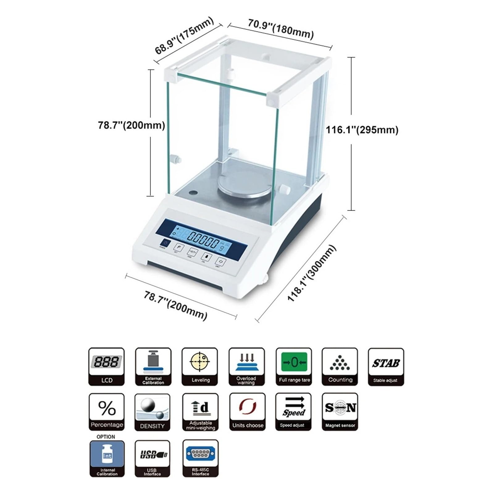 0,1 mg 0,0001 g que pesa la balanza analítica electrónica con parabrisas for laboratorio, industrial, negocios Respuesta Rápida(100g 0.0001g FA1004E)