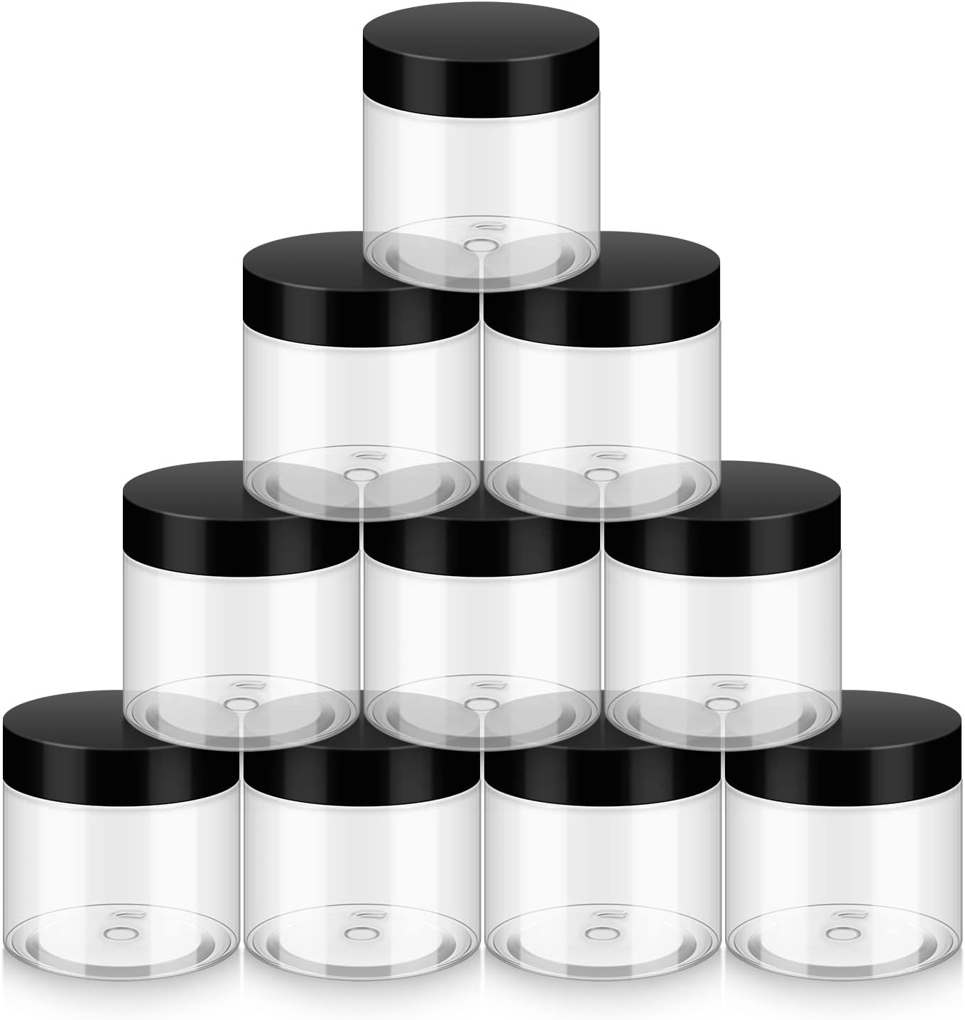 Household 2oz Plastic Jars with Lids, 10 Pack BPA Free, Reusable, Refillable Transparent Cosmetic Containers for Bath Salts, Cosmetics, Powders, Beauty Product and Small Accessories