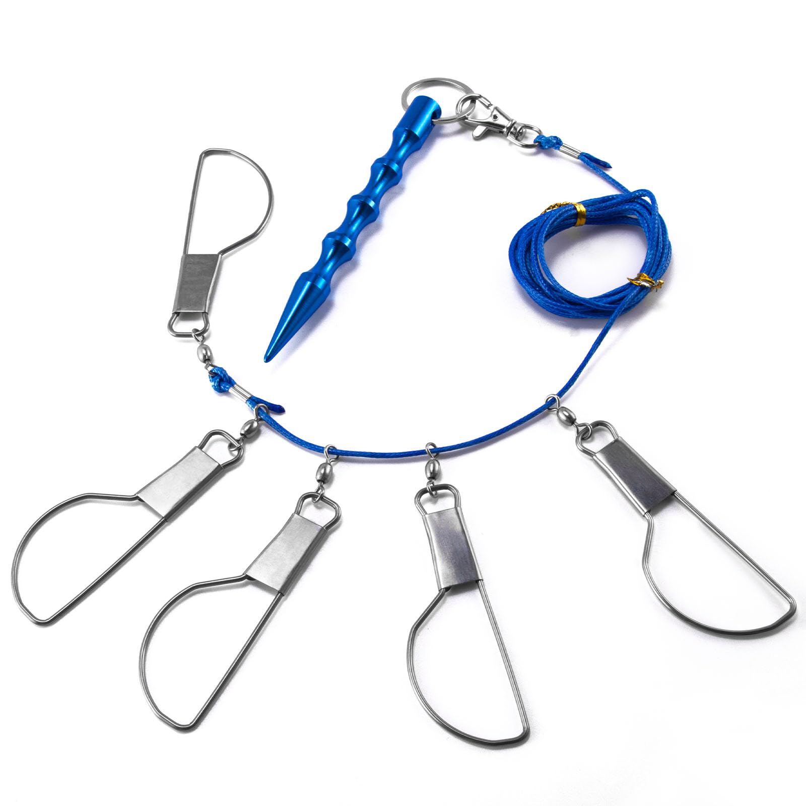 Alwonder Fish Stringer 15ft/6.5ft, Fishing Stringer with Stainless Steel Swivels Snaps Lock and Heavy Duty Ground Spike, Stringer Fishing Gear for Trout Bass Salmon Walleye