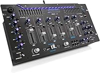 Pyle PYD1964B Bluetooth 6-Channel DJ Mixer - Pro Rack Mount Controller w/10-Band EQ, LED Lights, Digital Effects