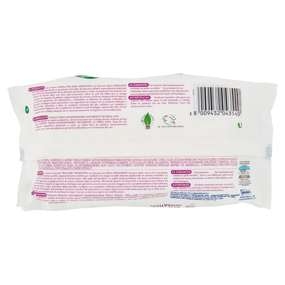 Fria Baby Sensation Salviette per Cambio Pannolino Burro di Karitè 70 Salviette