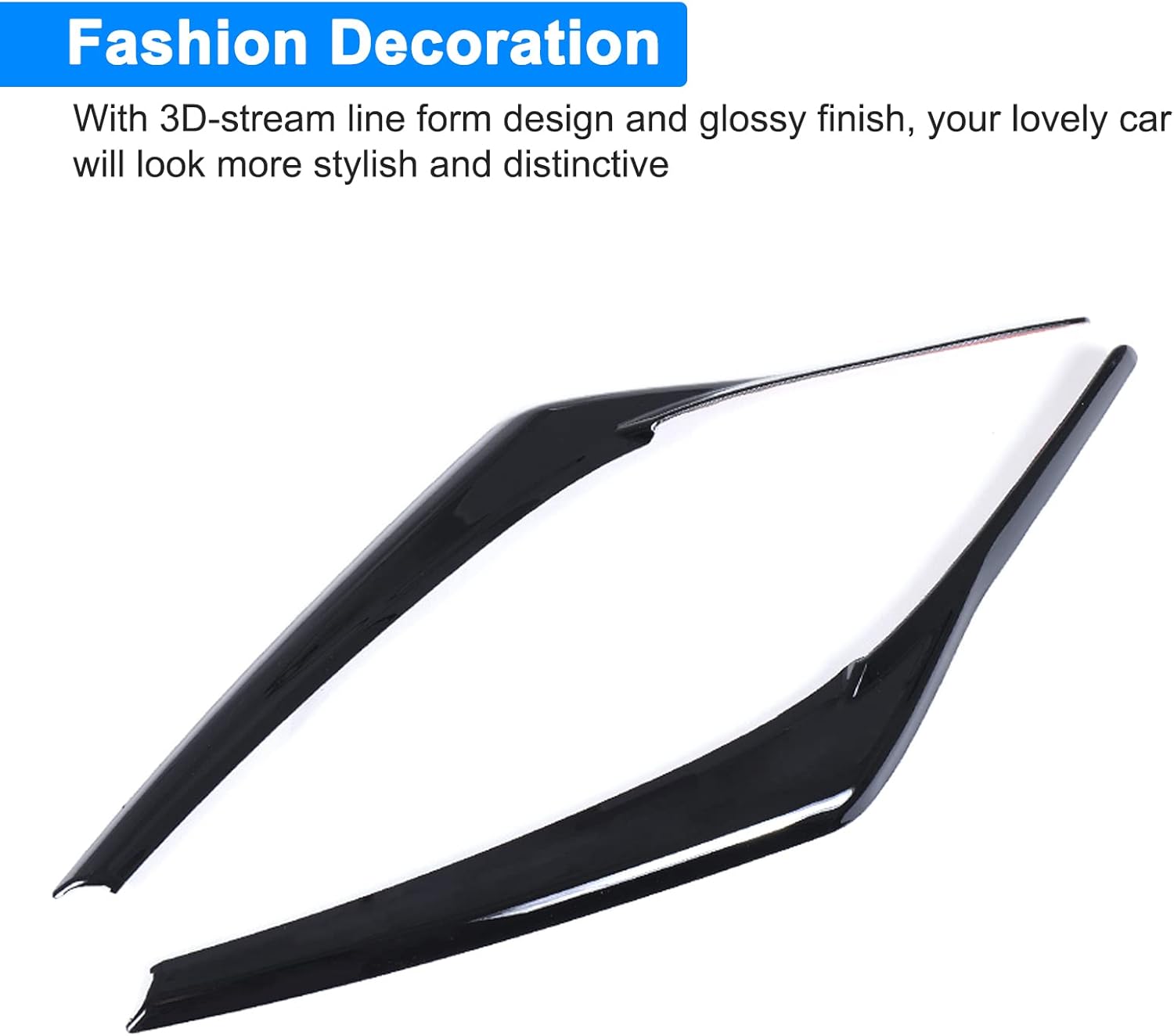 2pcs Headlight Eyelid Eyebrow Cover Compatible with Toyota Camry 2018-2024 SE XSE LE XLE Hybrid Glossy Black ABS Trim Decoration Toyota Camry Accessories