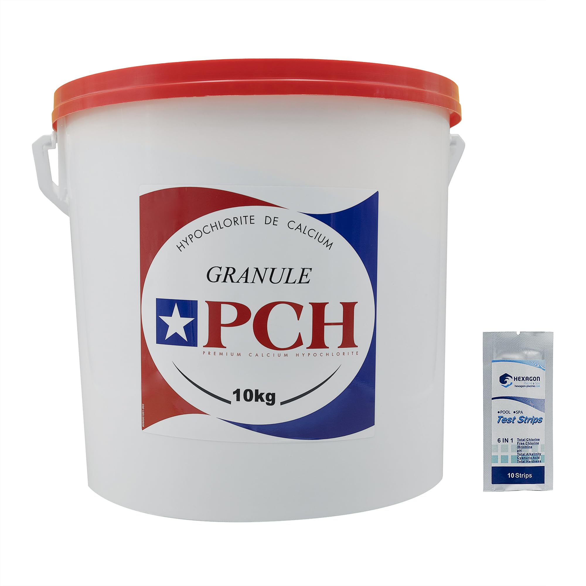 OCEDIS PCH Granulé - 10kg | Chlore Choc Non Stabilisé - Désinfection Choc - Hypochlorite de Calcium à Dissolution Rapide + 10 Tests HPS OFFERTS 6 en 1