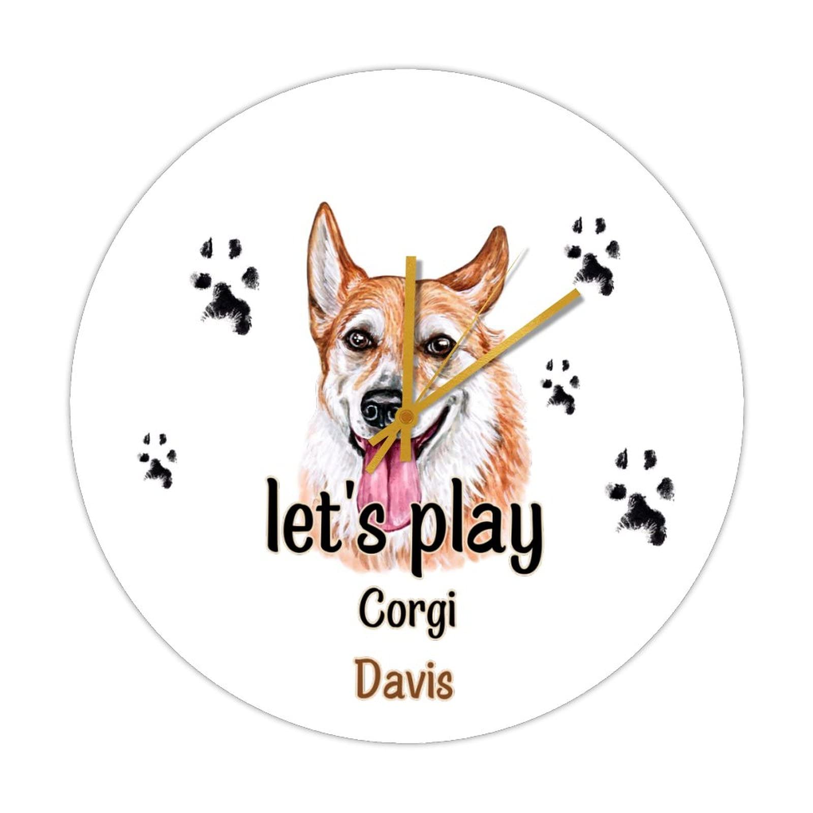 Horloge silencieuse sans tic-tac Corgi en bois pour chambre et salon