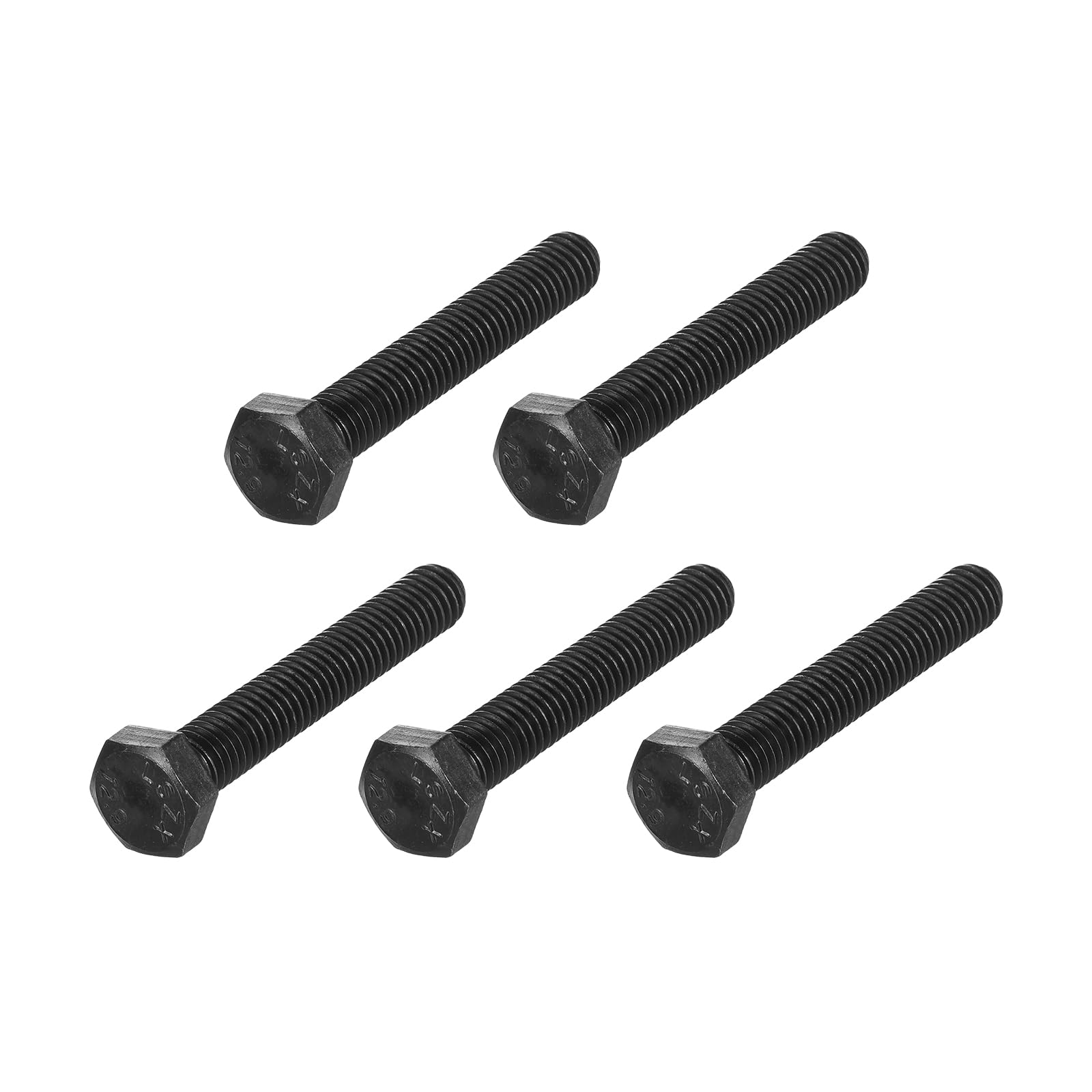 METALLIXITY Hex Bolts (M8-1.25x50mm) 5Pcs, Carbon Steel Fully Threaded Black Oxide, Coarse Thread UNC Hex Head Screw Bolt - for Furniture Repair