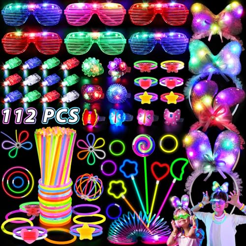 112PCS Glow in the Dark Party Supplies for Kids Adults,