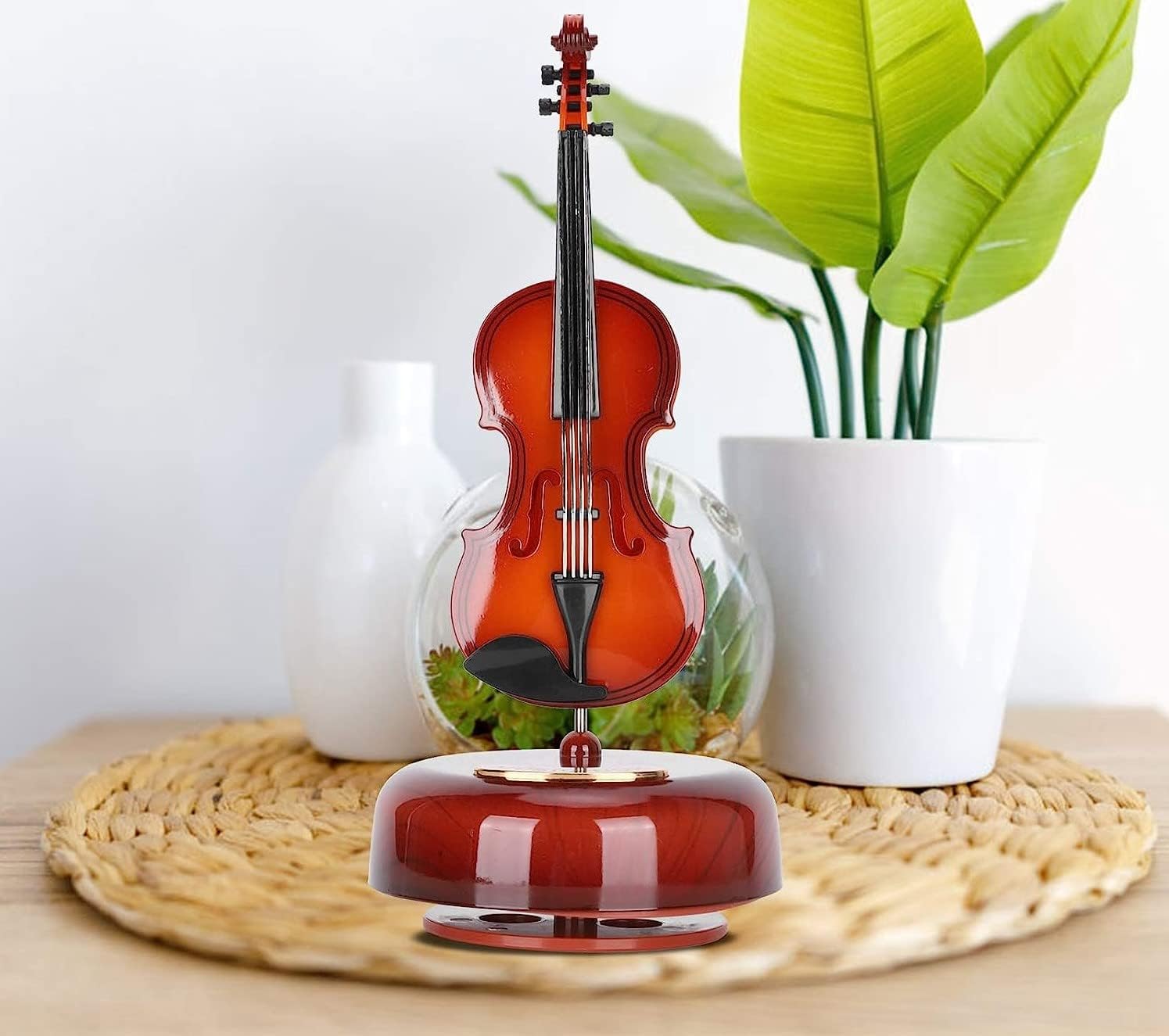 Violin Music Box with Handcrafted Vintage Design, Wind-Up Mechanical Musical Jewelry Box, Decorative Tabletop for Home Décor, Romantic Gift for Girls, Kids, Lovers and Special Occasions-image-40