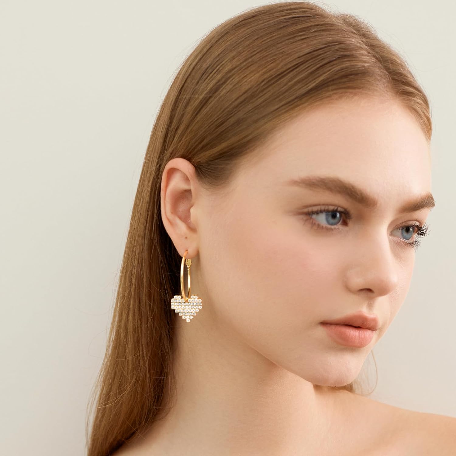 Heart Dangle Earrings for Women Huggie Earrings for Women Lightweight Heart Hoop Earrings for Women Heart Cubic Zirconia Earrings Drop Earrings Fashion Trendy Jewelry - Image 6