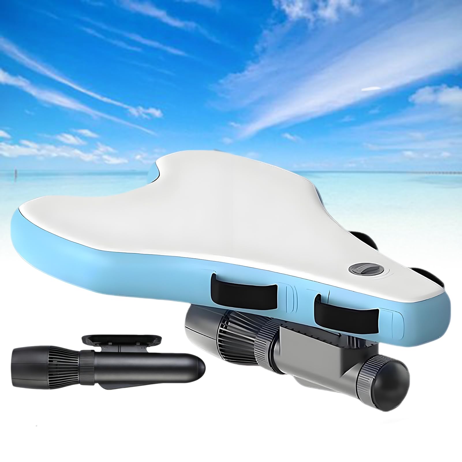 ExoticaBlend Electric Inflatable Bodyboard/Paddleboard W/Underwater Scooter,Jet Board Electric Surfboard W/Thruster,3-In-1 Watercraft,10-Speed,3-7/9km/H,243lbs Load,Adult Inflatable Jet Boat 700W-16A