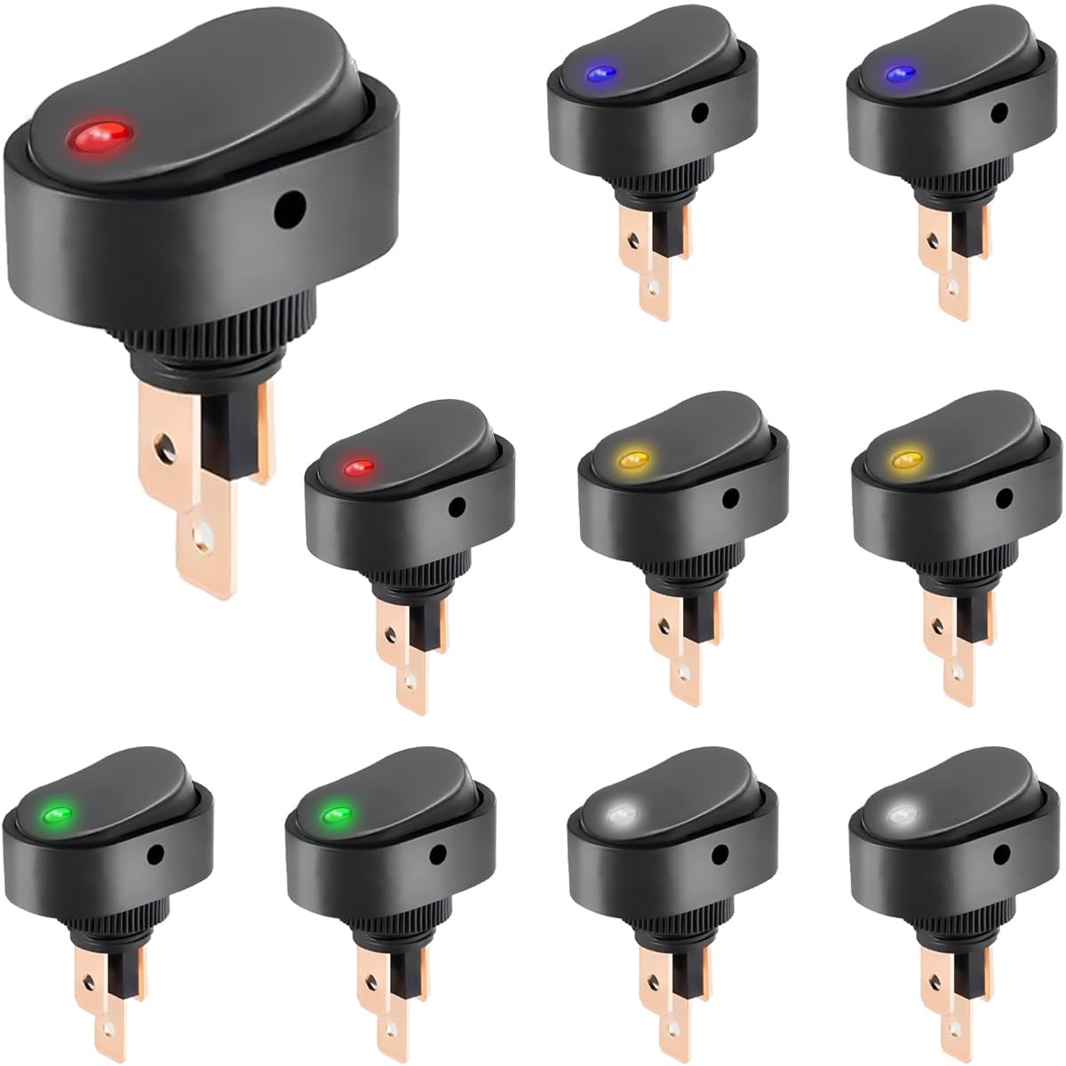 DAOKAI LED iluminado interruptor basculante 12V 30A SPST 3 Pin ON Off interruptor de palanca iluminado azul verde amarillo rojo blanco iluminado ovalada en forma de interruptor - 10pcs