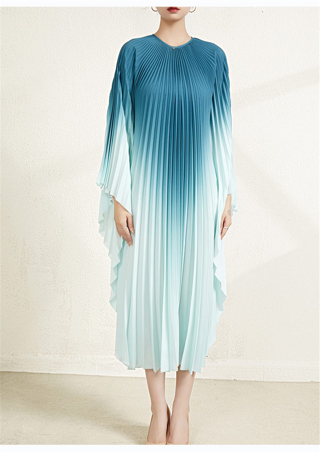 Amazon.com: Women's Oversize Design Batwing Sleeve Pleated Dress : Clothing,  Shoes & Jewelry