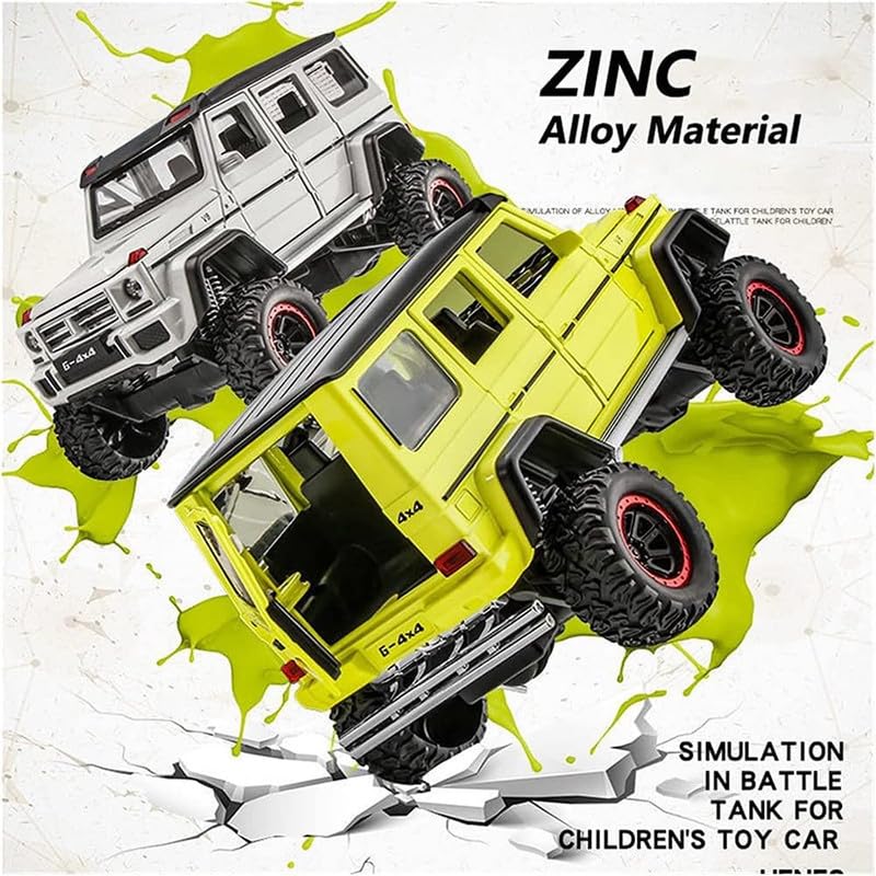 Image of Kids Model 1:32 AMG 4X4 Die Cast Metal Car Pull Back Action Opening Doors with Realistic Engine Sound Lights Toy Car Gift for Boys - White