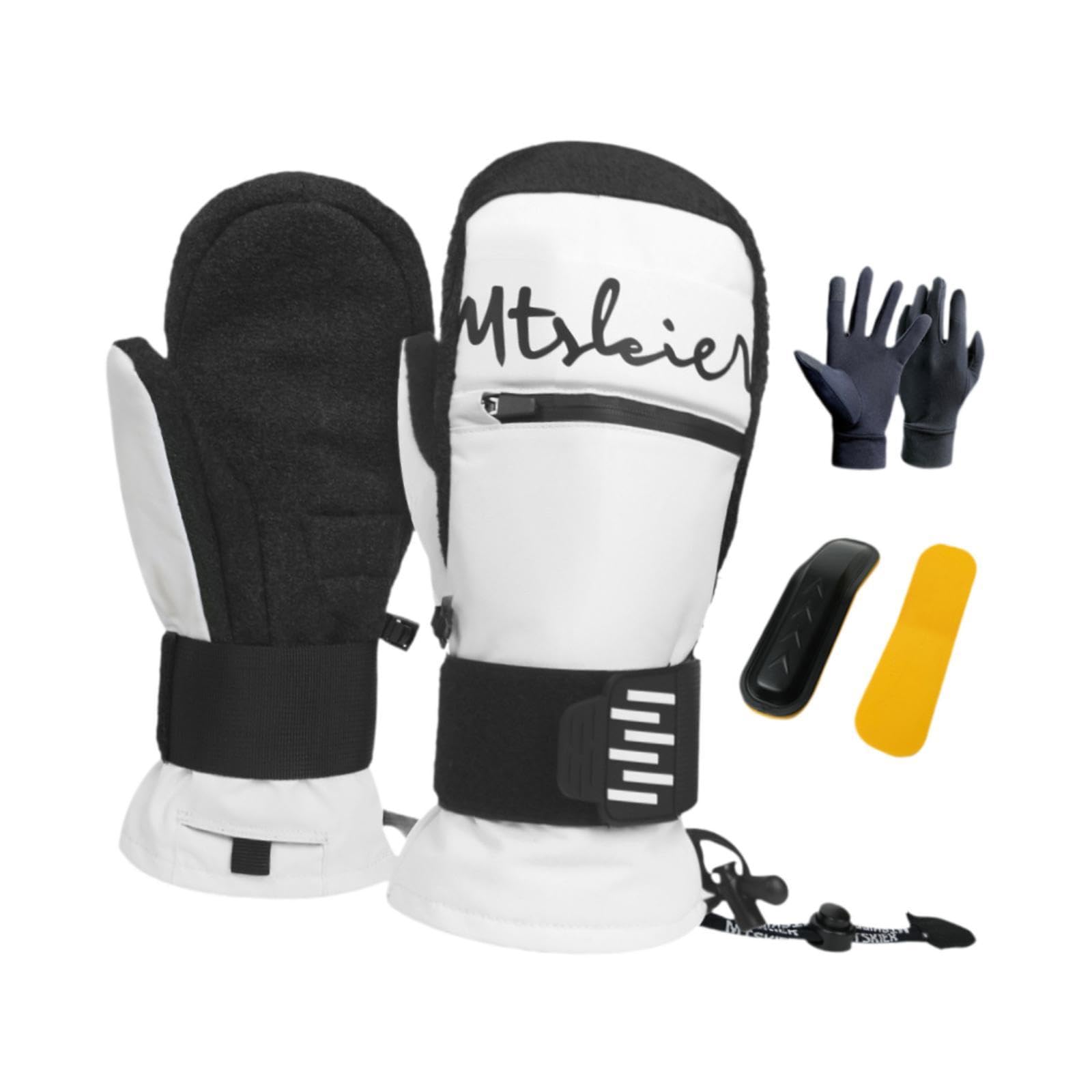 Gants de Ski, Gants de Snowboard, Gants d'hiver Confortables pour Femmes et Hommes, Gants de Neige pour Le Vélo, Le Ski et Plus Encore, avec Drago, Blancxl
