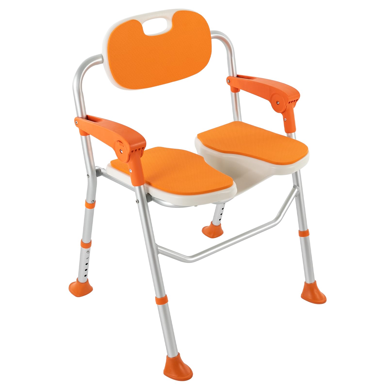 Silla de ducha con respaldo y reposabrazos extraíbles, taburete de ducha regulable en altura 39-49 cm, capacidad de carga 150 kg, antideslizante, para personas mayores, embarazadas, discapacitados