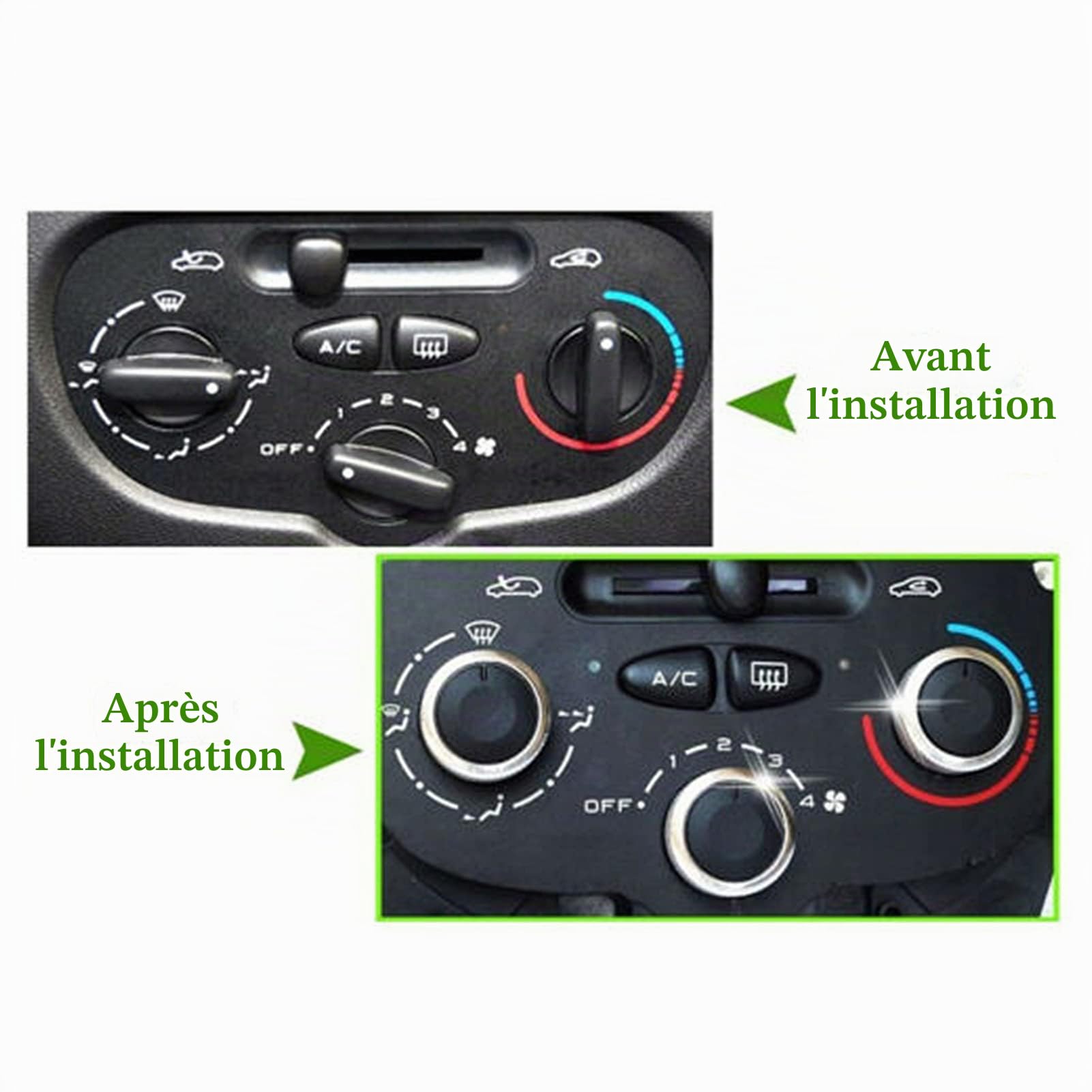 Yctze Bouton Chauffage 206/206+/207 C2 3 Pièces Voiture Climatiseur AC Ventilateur Commande Interrupteur Bouton Métal ABS Accessoire Remplacement