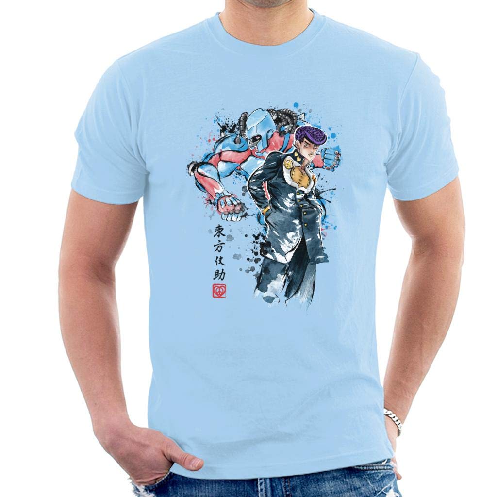 Josuke Higashikata Watercolour Jojos Bizarre Adventure Men's T-Shirt Sky Blue