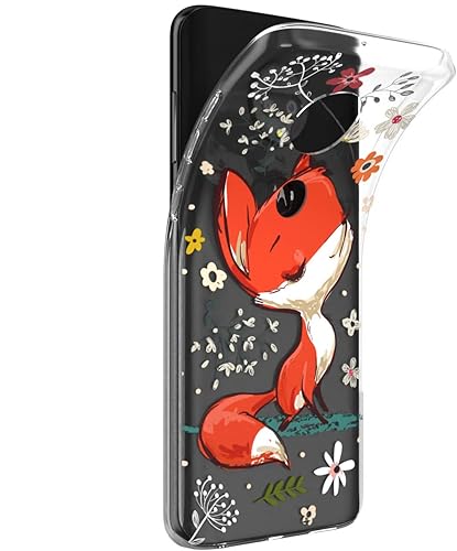Miniatura 2 de Mertak Funda de teléfono compatible con Motorola Edge + Moto G9 G8 Plus G7 Play Power Z4 TPU Animal Fox Funda ligera floral flexible de silicona
