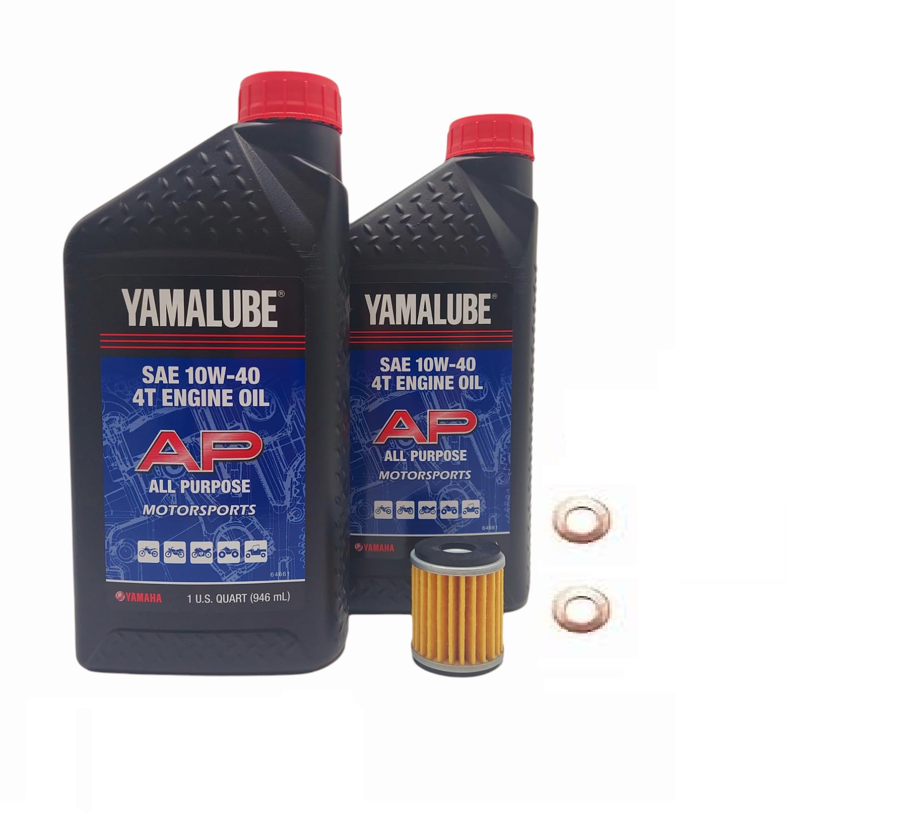 Yamaha WR 450 F (2007-2015) all Models Oil Filter Change Kit Yamaha Part# 5D3-13440-09-00 and 2 Quarts All Purpose LUB-10W40-AP-12