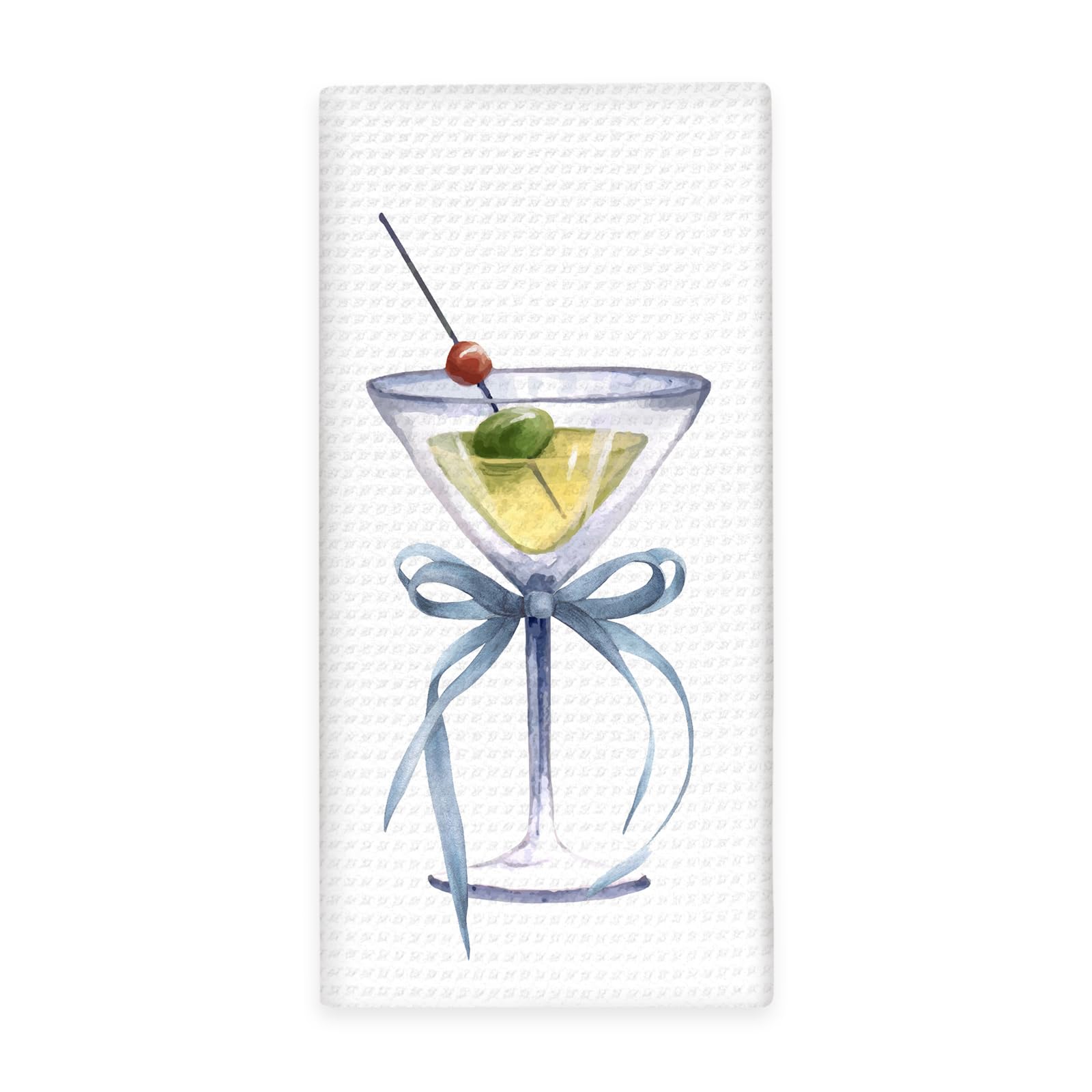 Lengues Blue Coquette Bow Martini Decor Kitchen Towels, Dirty Martinis Hand Towel, Cocktail Decor Hand Towel Dish Towels for Bar Cart Club Kitchen,