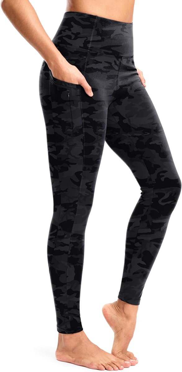 Leggings con forro polar para mujer con 5 bolsillos, pantalones térmicos cálidos resistentes al agua, equipo para correr de invierno de cintura alta