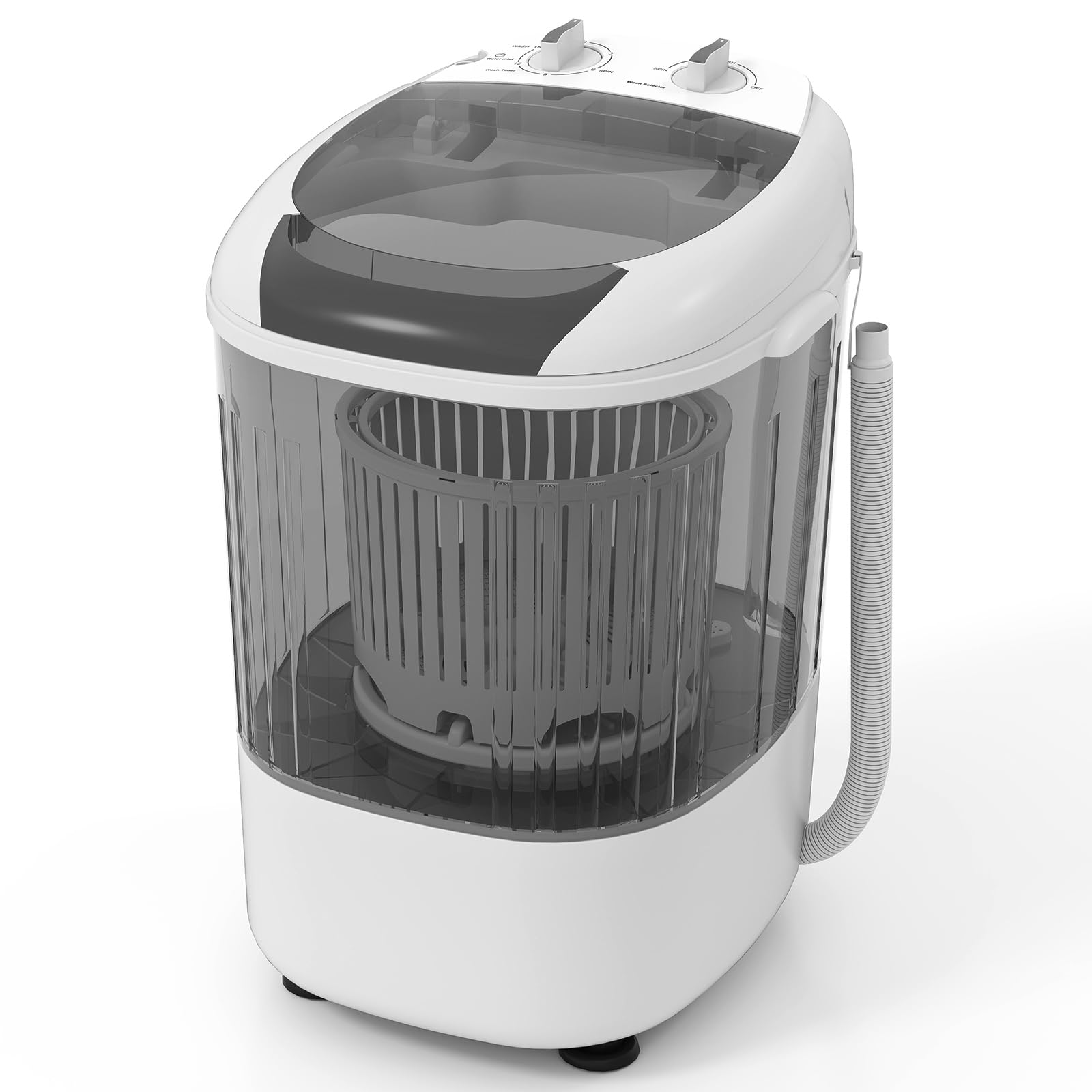 Mini lavadora portátil Giantex de 2,2 kg de capacidad, compacta y pequeña, con tina de centrifugado, manguera de drenaje, semiautomática, para apartamentos, dormitorios, casas rodantes, color gris.