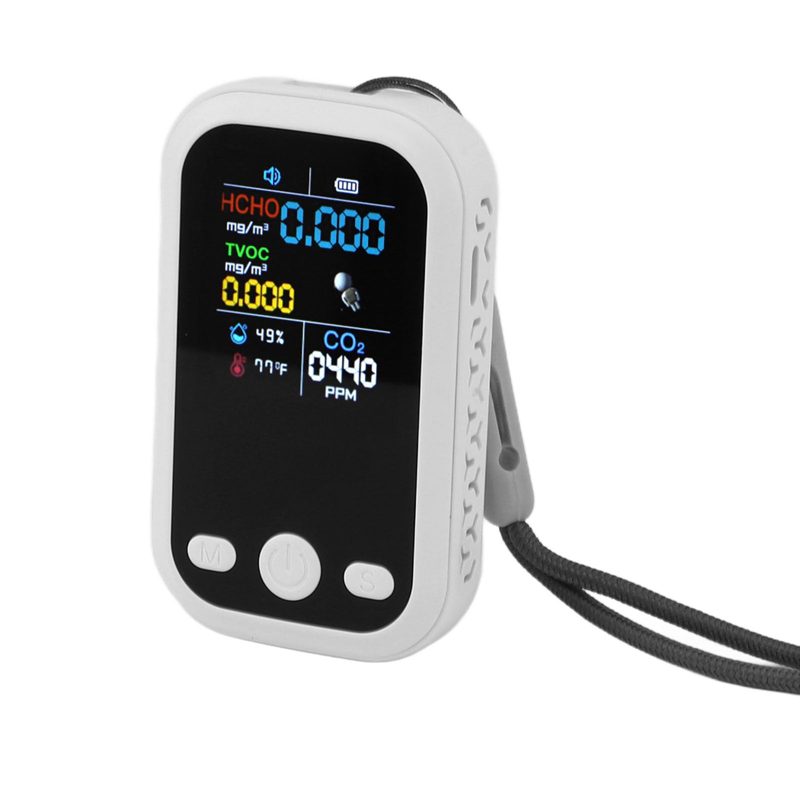 Monitor Jakości Powietrza 5 w 1 Wielofunkcyjny Inteligentny Przenośny Czujnik Temperatury i Wilgotności CO2 Tester Jakości Powietrza w Ograniczonej Przestrzeni (WHITE)