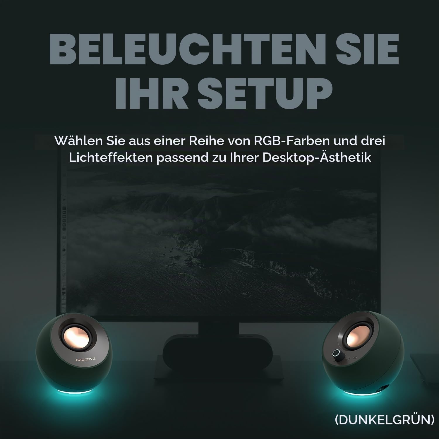 CREATIVE Pebble Pro (Schwarz) USB-C PC-Lautsprecher mit Bluetooth 5.3 und anpassbarer RGB-Beleuchtung, USB-Audio und Headset-/Mikrofonanschluss