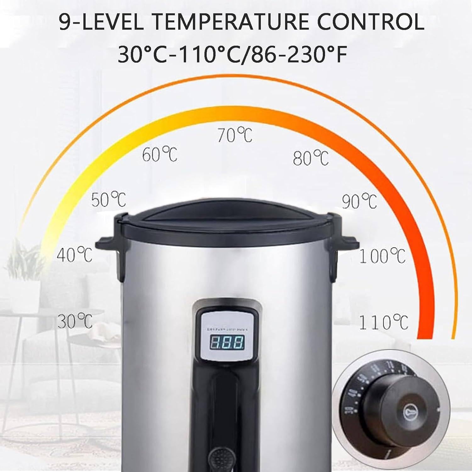 Olla para derretir Velas, derretimiento de Cera para Hacer Velas con Control de Temperatura con Boquilla de núcleo Calefactor y diseño Inferior, Tanque de fusión de Cera de Soja,10.8L