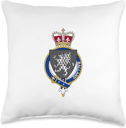 Family Crest and Coat of Arms clothes and gifts Ballard Coat of Arms - Almohada de escudo familiar, 16.0 x 16.0in, multicolor