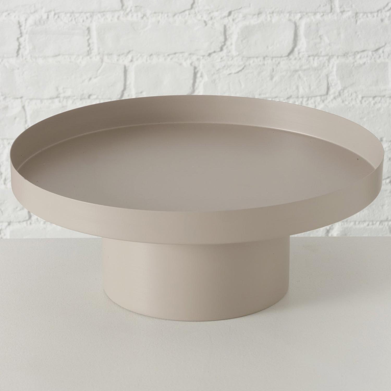 BOLTZE SAMONA Deko-Tablett - Ø 35 cm - Beige - Eisen - mit Standfuß