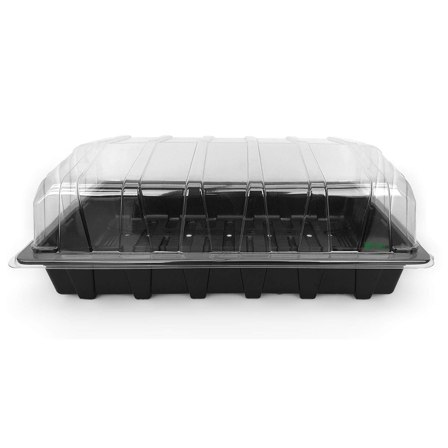 Elixir Gardens | Black Plastic Half/Full Size Growers Propagator Seed & Gravel Trays | Durable and Reusable | Multiple Quantities To Choose From | Optional Clear Lids Available | Full Tray + Lid x 50