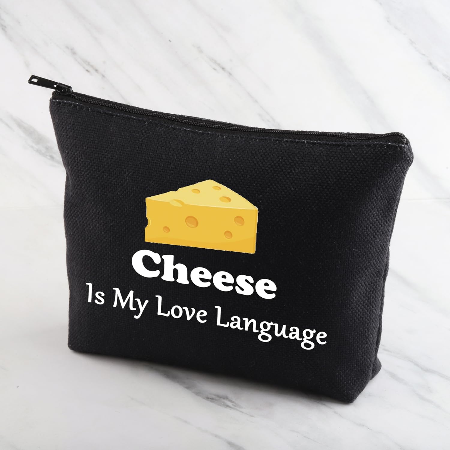 MNIGIU Cheese Lover Gift Cheesy Gift Cheese Is My Love Language Cosmetic Bag Sweet Food Fan Gifts (Cheese Black) - Image 3