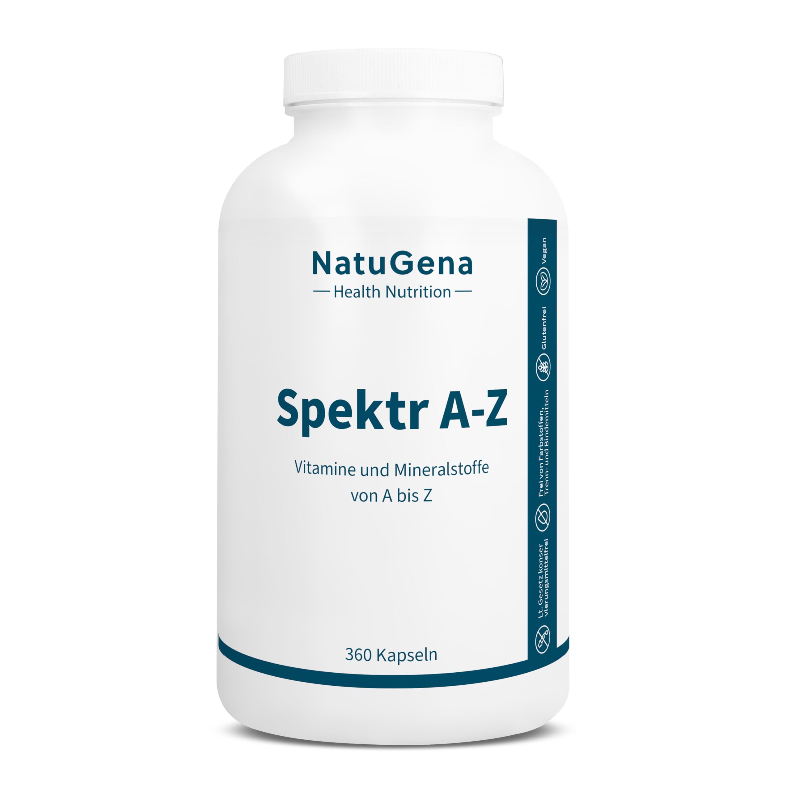 NatuGena SpektrA-Z, Multivitamine von A-Z, umfangreiches Spektrum an bioaktiven Vitaminen und Mineralstoffen, 360 Kapseln (3 Monats Packung)