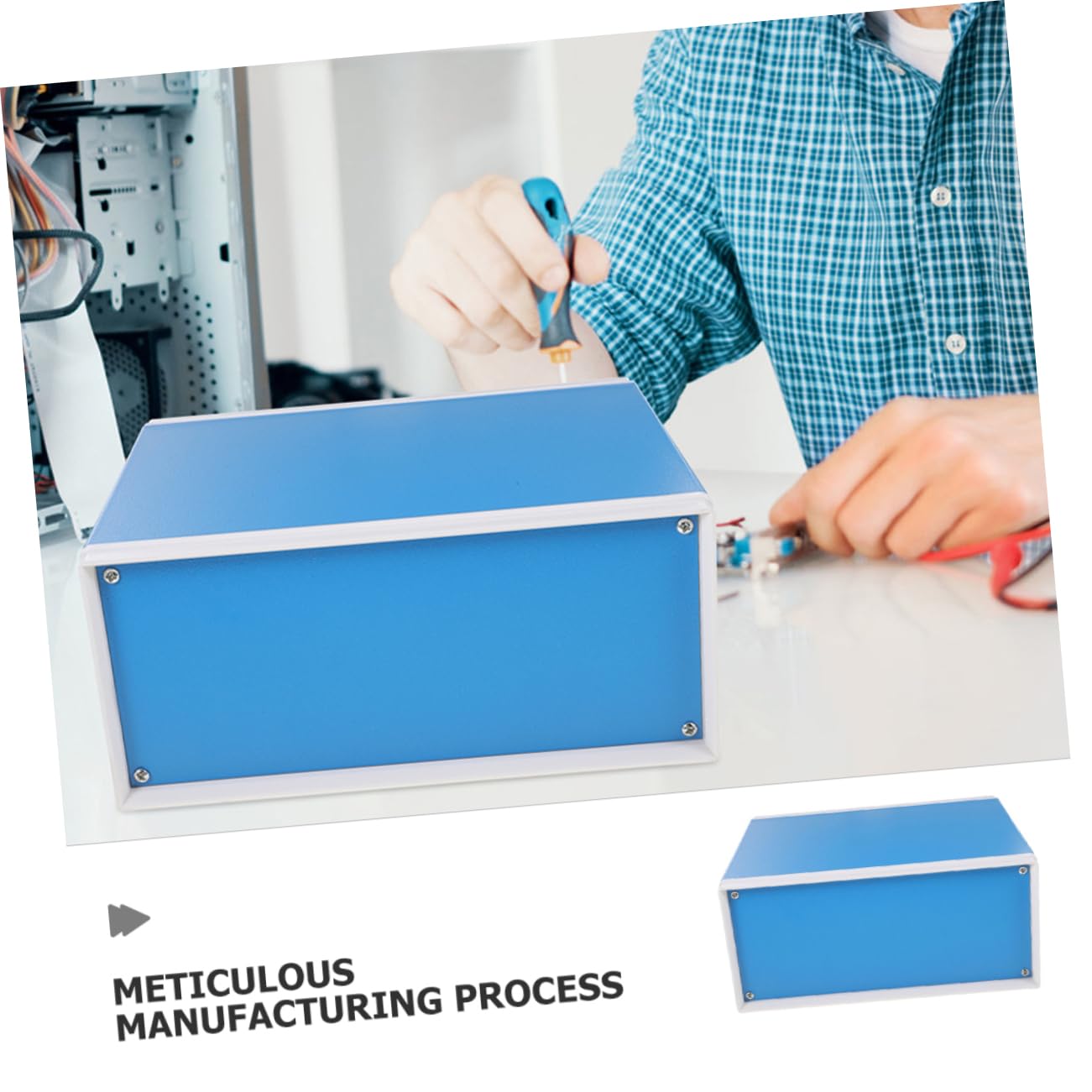 Metall Elektronikgehäuse für Projekte mit Lüftungsschlitzen Blau