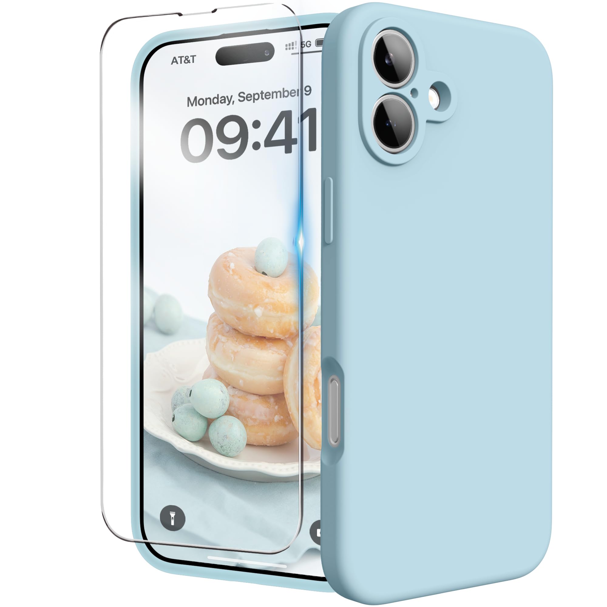 INGIDO for iPhone 16 Case, Liquid Silicone Case with Camera Protection Soft Gel Rubber Cover with Microfiber Lining Shockproof Protective Phone Case