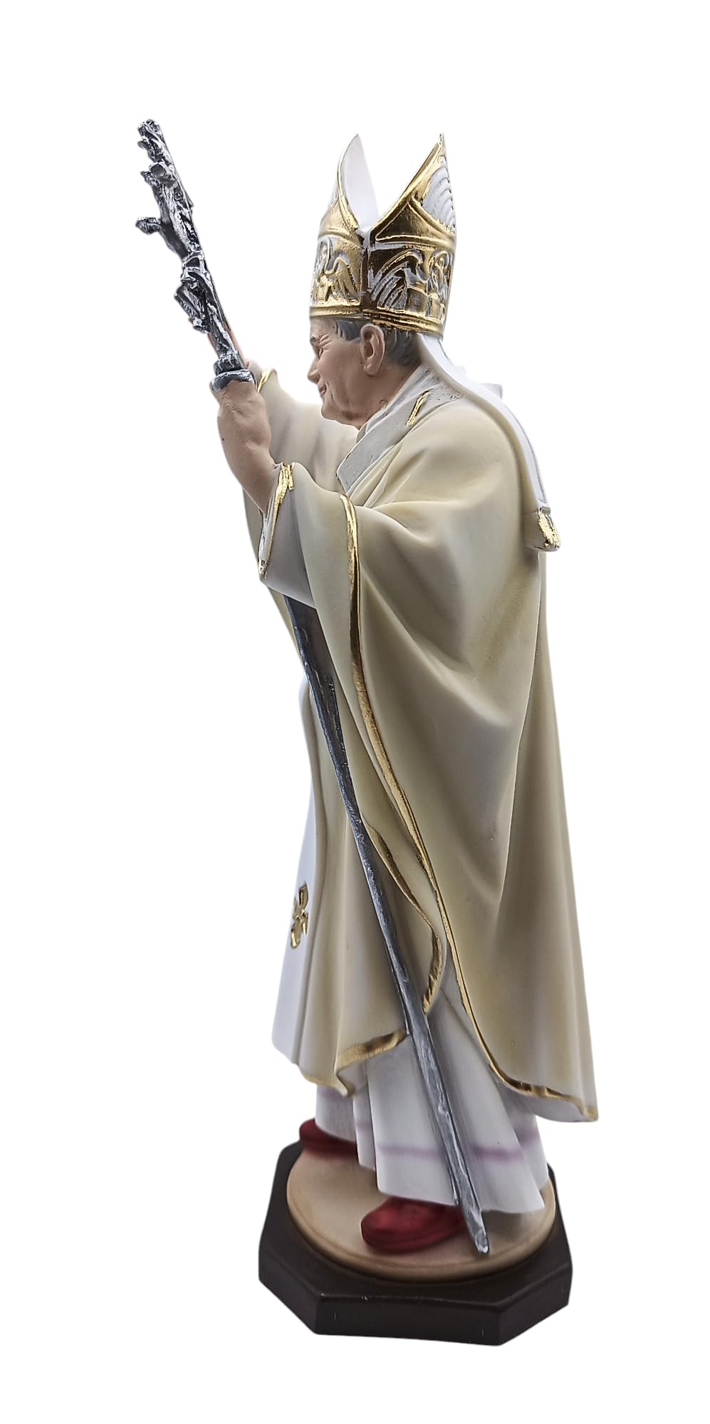 Generico Statua di Papa Wojtyla Giov. Paolo II in Resina Lavorata, 16 cm o 30 cm, Dipinta a Mano, Italia (cm. 30)