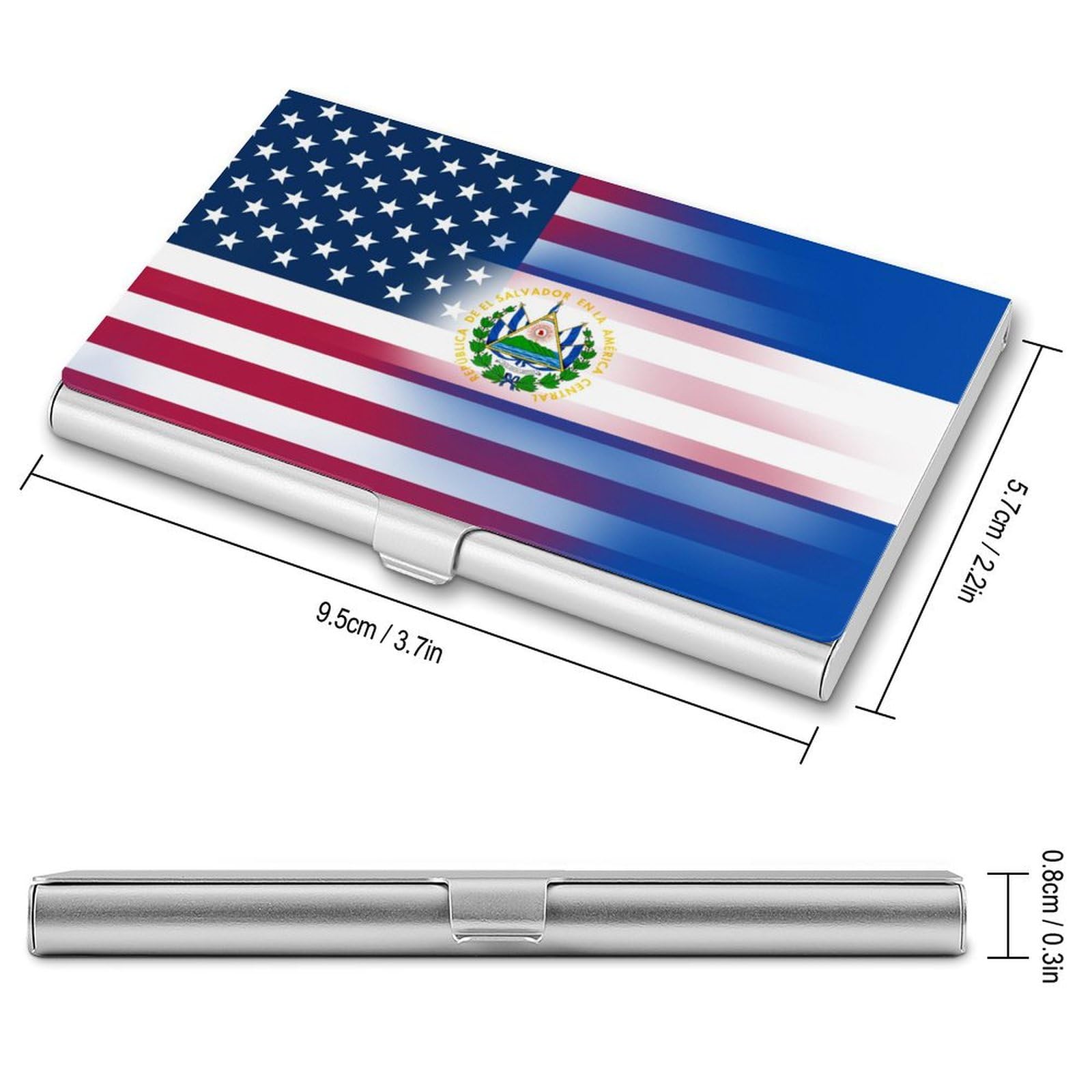 DULAHR American Flag El Salvador Business Card Holder Pocket Business Card Case Metal Case Name Card Holder Men Women