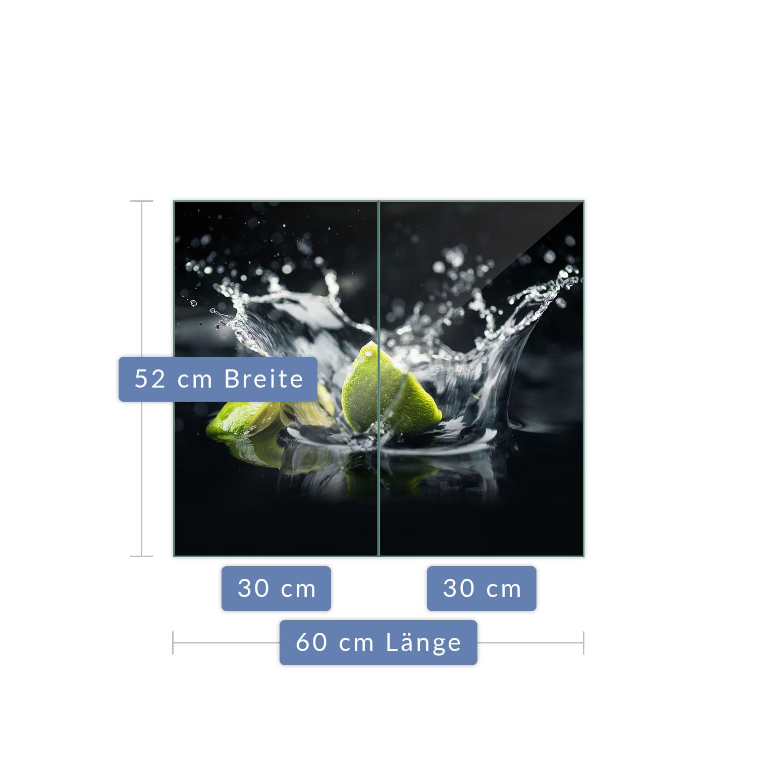 Herdabdeckplatte Abdeckung Ceranfeld Abdeckplatte Schneidebrett 2-Teilig 60x52 Lemon Grün Spritzschutz Glasplatte Ceranfeldabdeckung Schutz Herdschutz Sicherheitsglas Glasschneidebrett 2x30x52