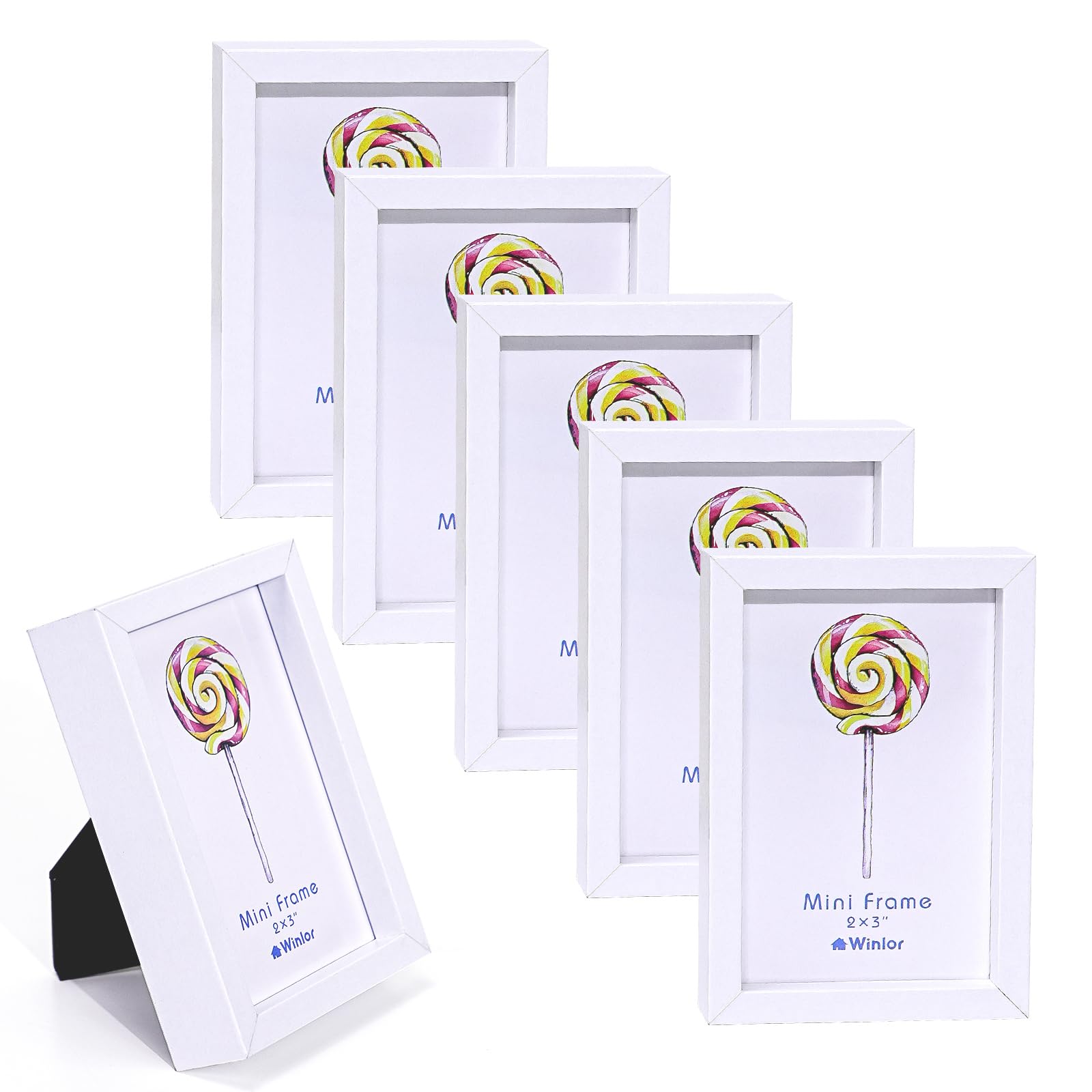 Set of 6 White 2x3 Picture Frames
