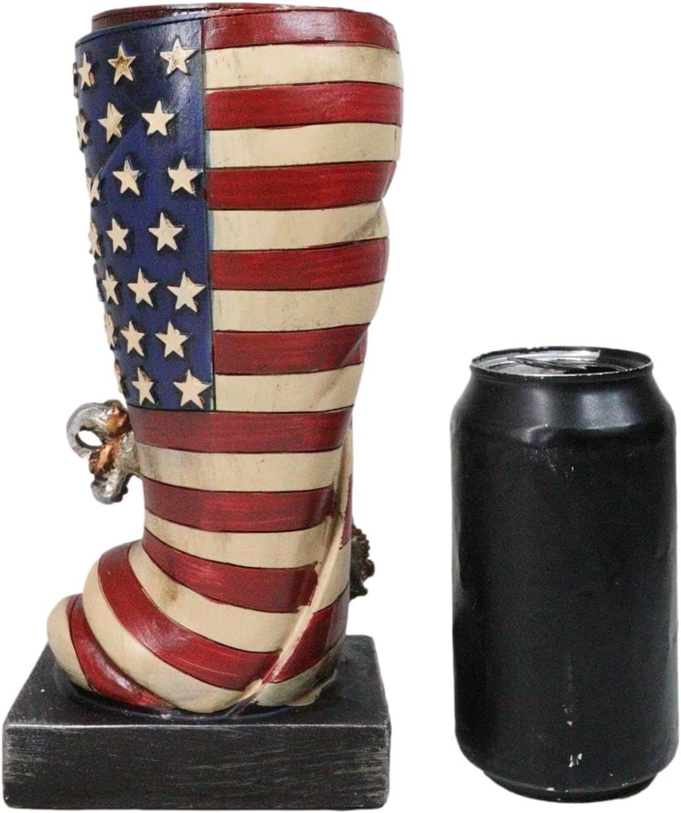 Ebros Gift Patriotic USA Military Bald Eagle with Star Spangled Banner American Flag Flower Bouquet Vase Or Planter Decorative Figurine